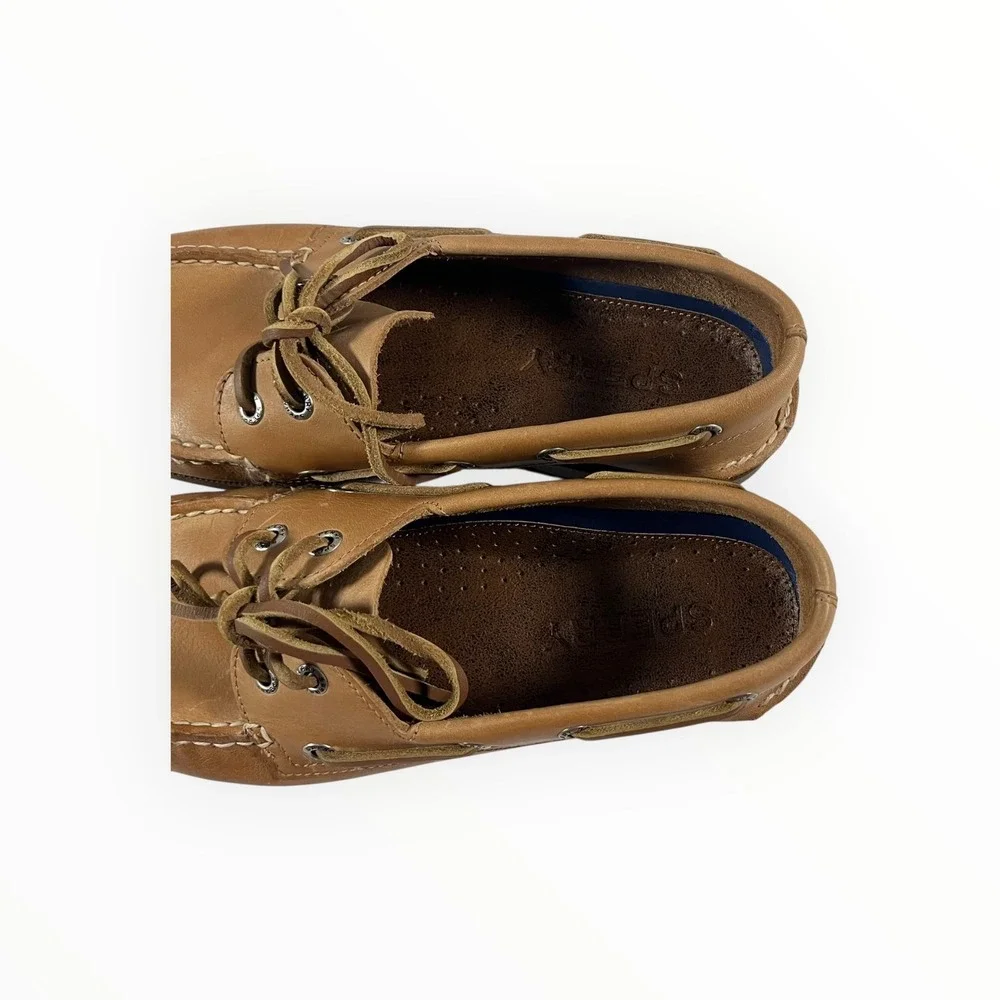 Sperry Authentic Original Boat Shoes Men's Tan Leather Lace Up Moc Toe Size 8